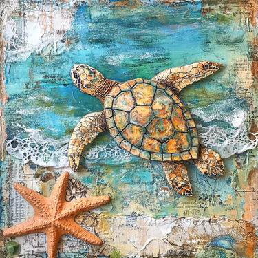 Nautical Sign, Sea Turtle Sign, DCO-02570, Sign For Wreath, 10x10